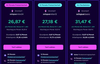 Octopus' plans as of August 2024, for 1000 kWh consumption